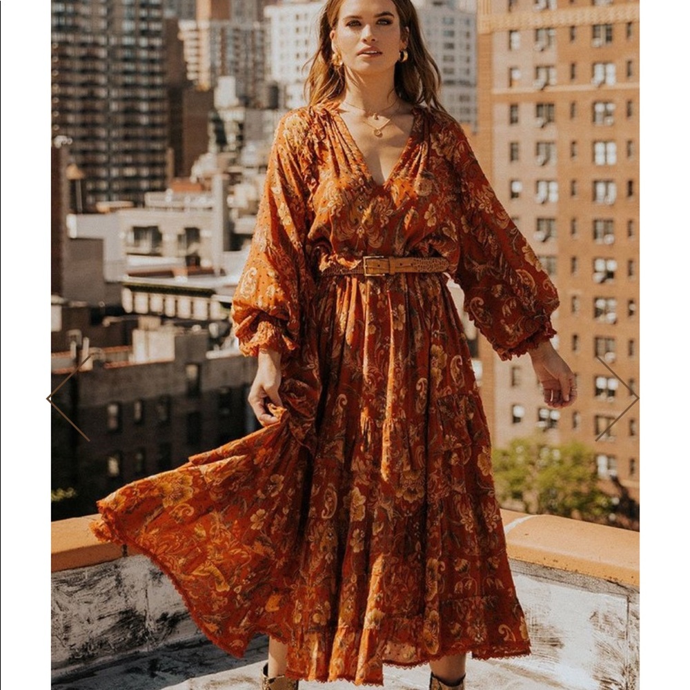 Spell Aurora boho maxi dress burnt ember L - Picture 2 of 8